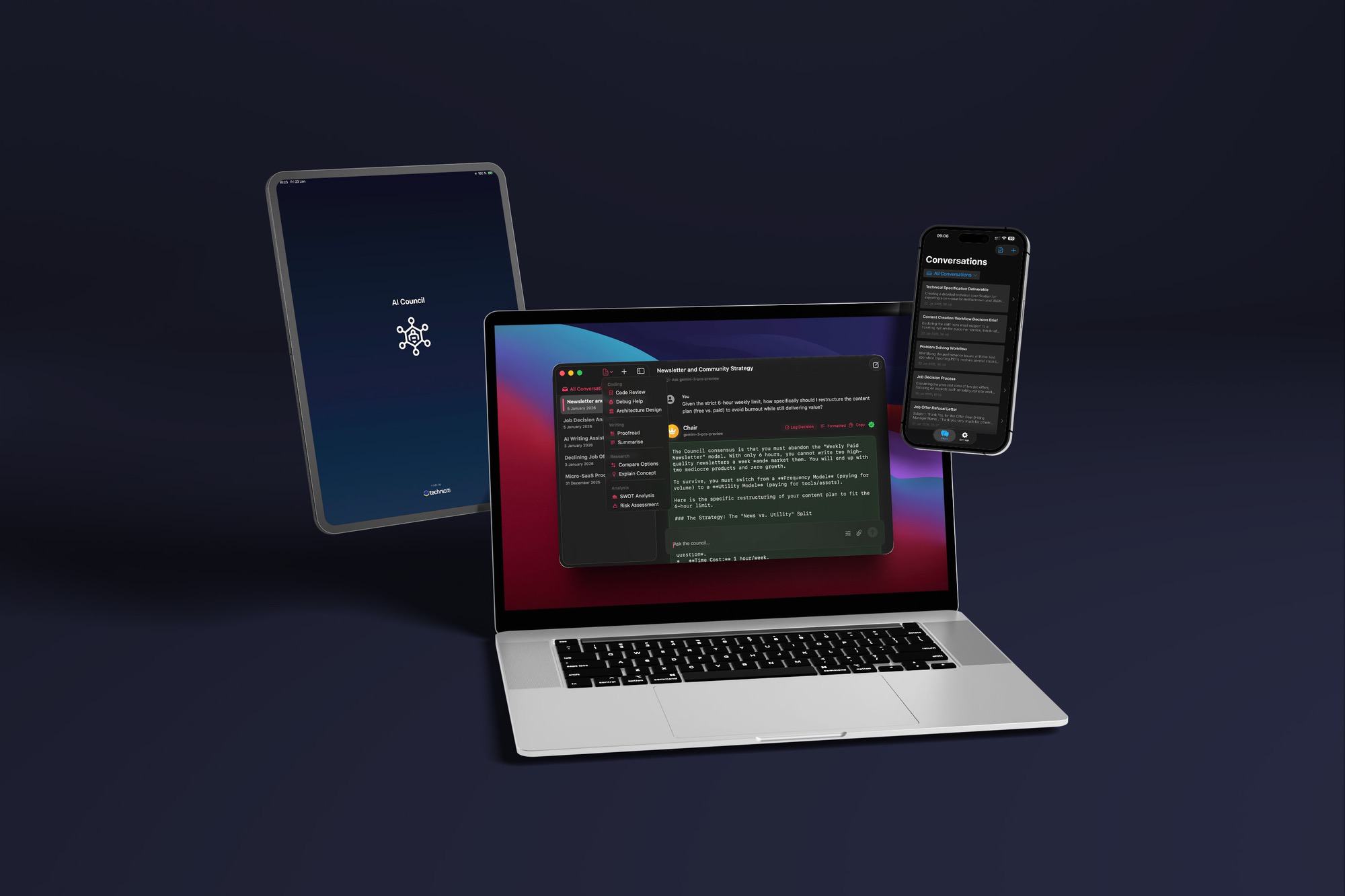 AI Council across Mac, iPhone and iPad